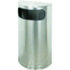 Rubbermaid 9 Gallon Half-Round Stainless Steel Trash Can (Silver)