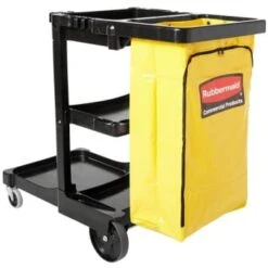 Rubbermaid 32 Gallon Janitor Cart W/vinyl Bag (Yellow) -Rubbermaid 127168 BackView Lg