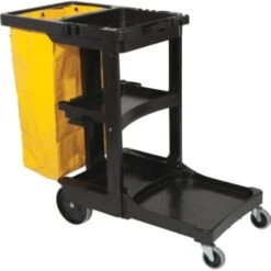 Rubbermaid 32 Gallon Janitor Cart W/vinyl Bag (Yellow)