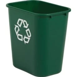Rubbermaid 7 Gal Green Rectangular Recycling Wastebasket (12-Pack)