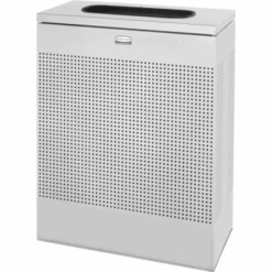 Rubbermaid 22.5 Gal Metallic Silver Steel Rectangle Waste Receptacle