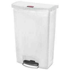 Rubbermaid Slim Jim 24 Gallon Front Step-On Resin Trash Can (White)