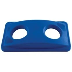Rubbermaid Slim Jim Recycling Trash Can Lid W/ 2 Holes (Blue) (4-Pack) -Rubbermaid 196897 w DetailedProductView1 Lg