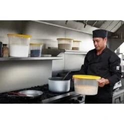 Rubbermaid 12 Quart Round Food Pan Lid (6-Pack) (Yellow) -Rubbermaid 196928 w DetailedProductView5 Lg