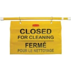 Rubbermaid Yellow Fabric Multi-Lingual Site Safety Hanging Sign Package Of 6