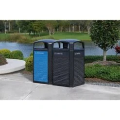 Rubbermaid Commercial Tailor Deco Outdoor Trash Can Metal Frame 51 Gal Black -Rubbermaid 274596 LifestyleImage Lg