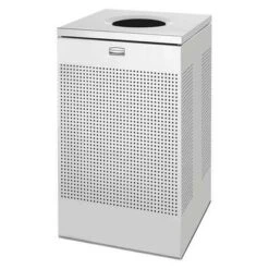Rubbermaid Trash Can, 20 Gal, Stationary, Square, Metal, Silver