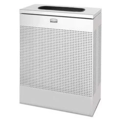 Rubbermaid Fire-Resistant Trash Can, 22 1/2 Gal, Stationary, Rectangular, Metal, Silver
