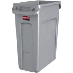 Rubbermaid Commercial Slim Jim 16 Gal Gray Resin Trash Can