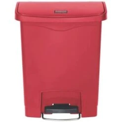 Rubbermaid Commercial Slim Jim Step-On 8 Gal Red Plastic Front Step Trash Can