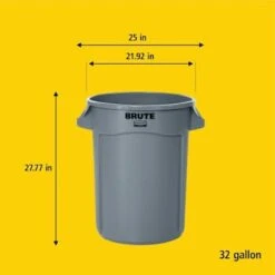 Rubbermaid Commercial Brute 32 Gal Yellow Open Top Round Trash Can 13 Rubbermaid Commercial Brute 32 Gal Yellow Open Top Round Trash Can -Rubbermaid 323374 DetailedProductView5 Lg