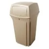 Rubbermaid Trash Can, 35 Gal, Stationary, Square, Plastic, Beige 2 Rubbermaid Trash Can, 35 Gal, Stationary, Square, Plastic, Beige -Rubbermaid 3U654 AS02
