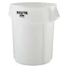 Rubbermaid Trash Can: Round, White, 55 Gal Capacity, 26 1/2 In Wd/Dia, 33 In Ht -Rubbermaid 48XM32 AS01