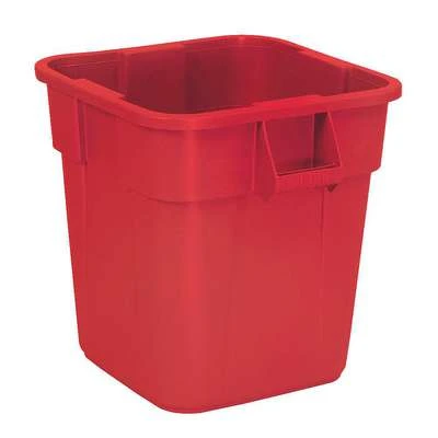 Rubbermaid Trash Can, 28 Gal, Stationary, Square, Plastic, Red 3 Rubbermaid Trash Can, 28 Gal, Stationary, Square, Plastic, Red