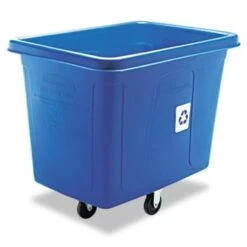 Rubbermaid 500 Lb Polyethylene Rectangular Recycling Cube Truck (Blue)