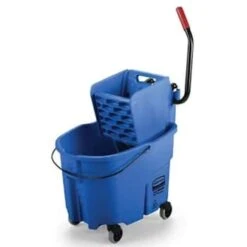 Rubbermaid 35 Quart Plastic Mop Dual Bucket W/ Side-Press Wringer (Blue)