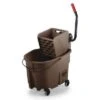 Rubbermaid Mop Bucket And Wringer: 8 3/4 Gal Capacity, Brown, Side Press -Rubbermaid 53GX75 AS01