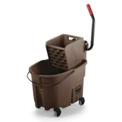 Rubbermaid Mop Bucket And Wringer: 8 3/4 Gal Capacity, Brown, Side Press