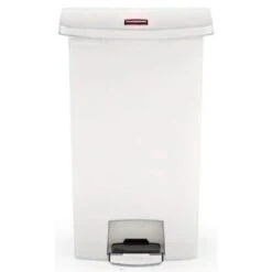 Rubbermaid Slim Jim 8 Gallon Front Step-On Trash Can W/ Rigid Plastic Liner (White) -Rubbermaid 778345 w DetailedProductView1 Lg