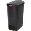 Rubbermaid Slim Jim 13 Gallon End Step-On Trash Can W/ Rigid Plastic Liner (Black) -Rubbermaid 778399 V Lg