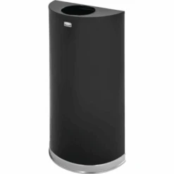 Rubbermaid 12 Gal Black Steel Half-Round Open Top Trash Can W/ Rigid Liner