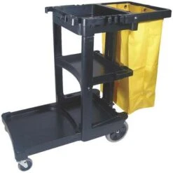 Rubbermaid Black, Janitor Cart, Overall Length 46", Overall Width 21-3/4", Overall Height 38-3/8"