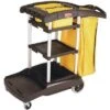 Rubbermaid Black, Janitor Cart, Overall Length 49-3/4", Overall Width 22-19/64", Overall Height 44-1/2" 1 Rubbermaid Black, Janitor Cart, Overall Length 49-3/4", Overall Width 22-19/64", Overall Height 44-1/2" -Rubbermaid PI Asset 1174737