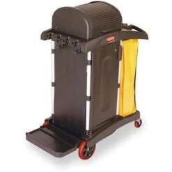 Rubbermaid Black Microfiber Janitor Cart, 48-1/4"L X 22"W X 53-1/2"H, Number Of Shelves: 1