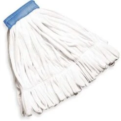 Rubbermaid Wet Mop: Cotton, 28 Oz. Dry Wt, 5 In Headband Size, White, Launderable