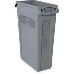 Rubbermaid Slim Jim 23 Gal. Rectangular Open Top Utility Trash Can, 30"H, Gray