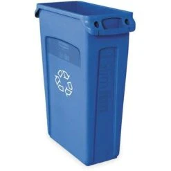 Rubbermaid 23 Gal. Rectangular Recycling Can, Plastic, Blue