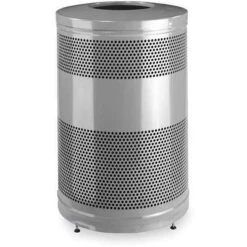 Rubbermaid Classics 51 Gal. Round Open Top Decorative Trash Can, 35-1/2"H, Silver