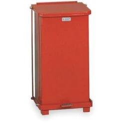 Rubbermaid Defender 12 Gal. Square Flat Top Decorative Wastebasket, 23"H, Red