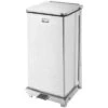 Rubbermaid Defender 12 Gal. Square Flat Top Decorative Wastebasket, 23"H, Silver
