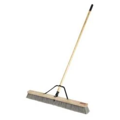 Rubbermaid 60" Heavy-Duty Push Broom With Synthetic, Gray Bristles For Smooth Floors
