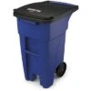 Rubbermaid BRUTE 32 Gal. Rectangular Flat Top Roll Out Trash Can, 37-5/32"H, Blue -Rubbermaid PI Asset 1192880