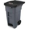 Rubbermaid BRUTE 32 Gal. Rectangular Flat Top Roll Out Trash Can, 37-5/32"H, Gray
