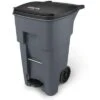 Rubbermaid BRUTE 65 Gal. Rectangular Flat Top Roll Out Trash Can, 44-3/4"H, Gray
