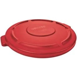 Rubbermaid BRUTE Series Trash Can Top, Round, Flat, 55 Gal., Red