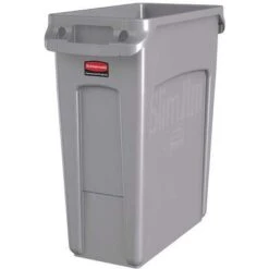 Rubbermaid Slim Jim 16 Gal. Rectangular Open Top Utility Trash Can, 25"H, Gray