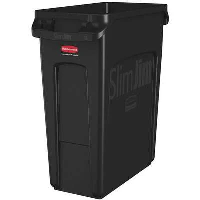Rubbermaid Slim Jim 16 Gal. Rectangular Open Top Utility Trash Can, 25"H, Black 3 Rubbermaid Slim Jim 16 Gal. Rectangular Open Top Utility Trash Can, 25"H, Black