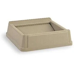 Rubbermaid COMMERCIAL PRODUCTS Trash Can Top: Untouchable, For 35 Gal_50 Gal Cntnr Cap, Tan