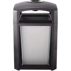 Rubbermaid Landmark Series 35 Gal. Square Ash Top / Side Opening Decorative Ash/Trash Can, 40"H, Brown