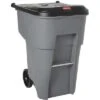 Rubbermaid BRUTE 95 Gal. Rectangular Flat Top Roll Out Trash Can, 45-13/32"H, Gray -Rubbermaid PI Asset 1208990