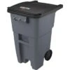 Rubbermaid BRUTE 50 Gal. Rectangular Flat Top Roll Out Trash Can, 36-1/2"H, Gray -Rubbermaid PI Asset 1208991
