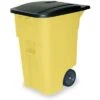 Rubbermaid BRUTE 50 Gal. Rectangular Flat Top Roll Out Trash Can, 36-1/2"H, Yellow -Rubbermaid PI Asset 1208992