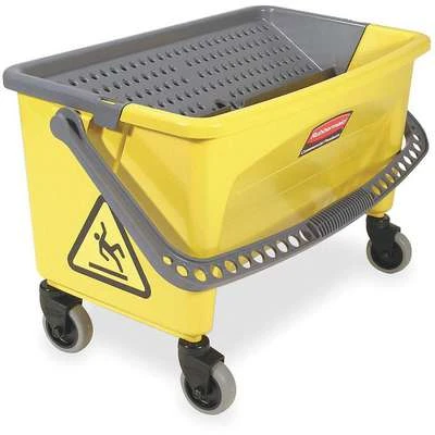 Rubbermaid Yellow And Black Polypropylene Mop Bucket And Wringer, 7 Gal. 3 Rubbermaid Yellow And Black Polypropylene Mop Bucket And Wringer, 7 Gal.