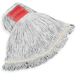 Rubbermaid Wet Mop: Rayon, 20 Oz. Dry Wt, 5 In Headband Size, White, Launderable