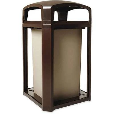 Rubbermaid Landmark Series 50 Gal. Square Canopy Top Decorative Trash Can, 46-1/2"H, Brown 3 Rubbermaid Landmark Series 50 Gal. Square Canopy Top Decorative Trash Can, 46-1/2"H, Brown