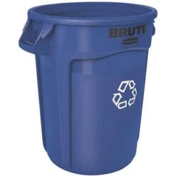 Rubbermaid 20 Gal. Round Recycling Can, Plastic, Blue